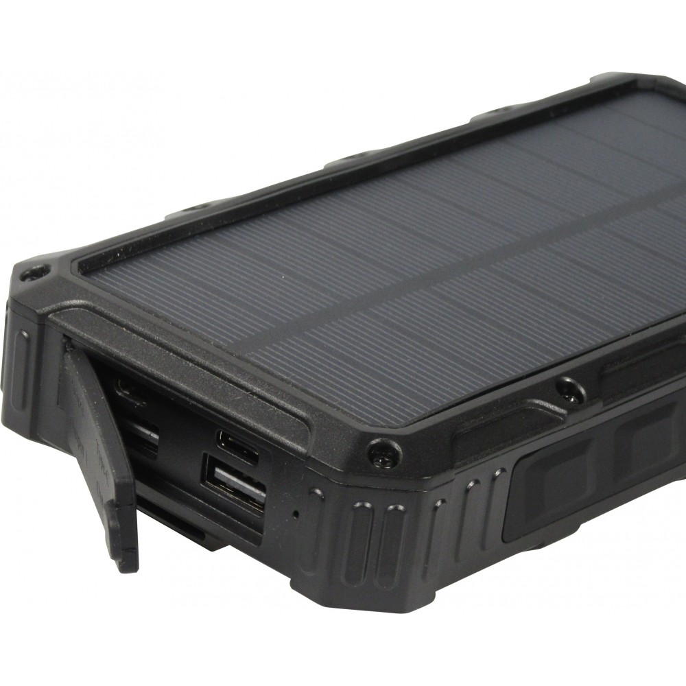 Solar Power Bank Outdoor 36000mAh externe Batterie mit Qi Wireless Charging - Schwarz