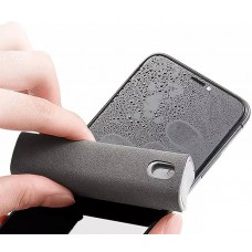 2-in-1-Reinigungsspray für Smartphone-Displays mit integriertem Mikrofasertuch - Grau