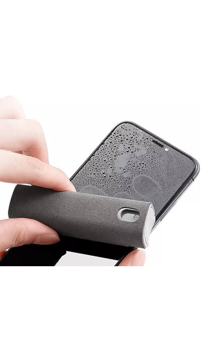 2-in-1-Reinigungsspray für Smartphone-Displays mit integriertem Mikrofasertuch - Grau