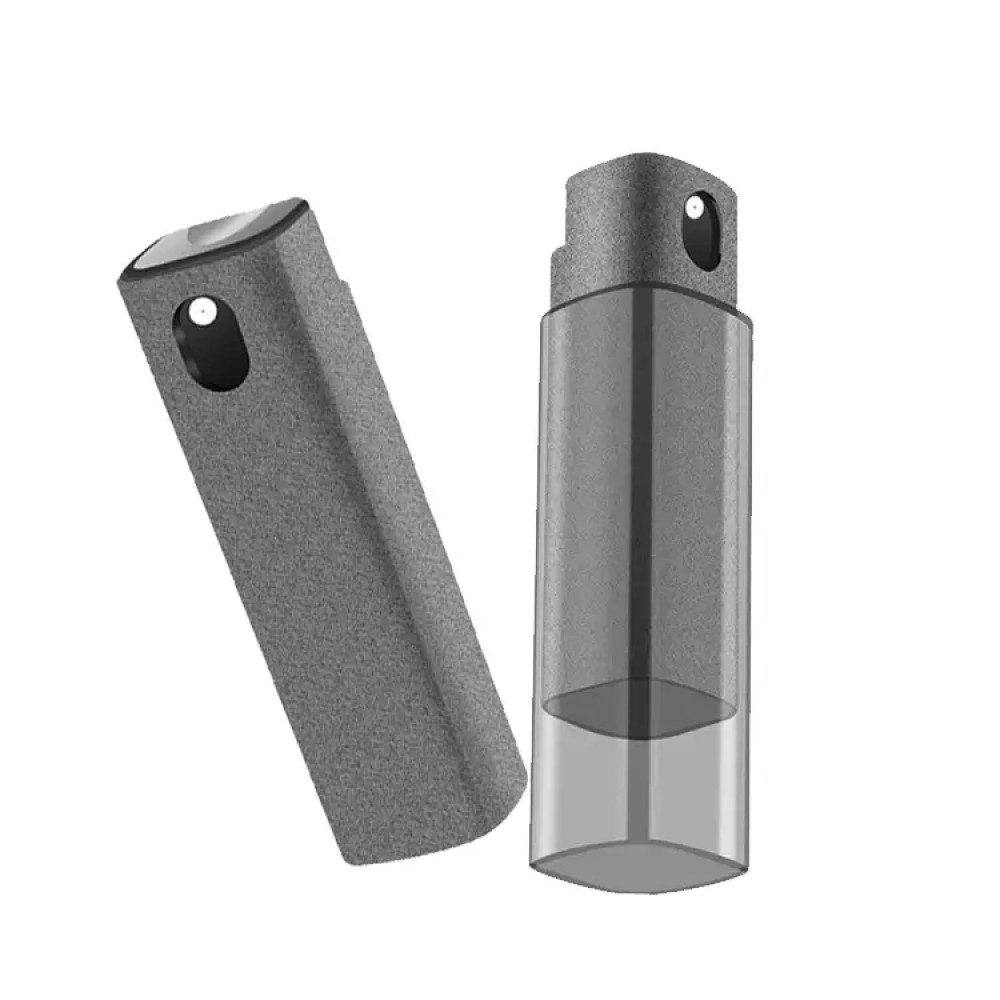 2-in-1-Reinigungsspray für Smartphone-Displays mit integriertem Mikrofasertuch - Grau