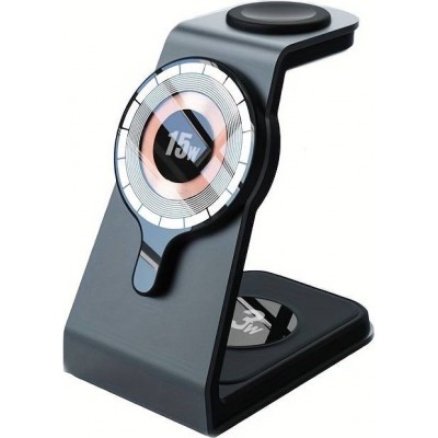 Mangtische Cyberpunk 3-in-1-Ladestation 23W USB-C mit MagSafe + Apple Watch + AirPods - Schwarz