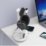 Station de charge 4 en 1 moderne 30W sans fil avec support casque pour AirPods Max, iPhone, Apple Watch, AirPods - Blanc