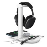 Station de charge 4 en 1 moderne 30W sans fil avec support casque pour AirPods Max, iPhone, Apple Watch, AirPods - Blanc
