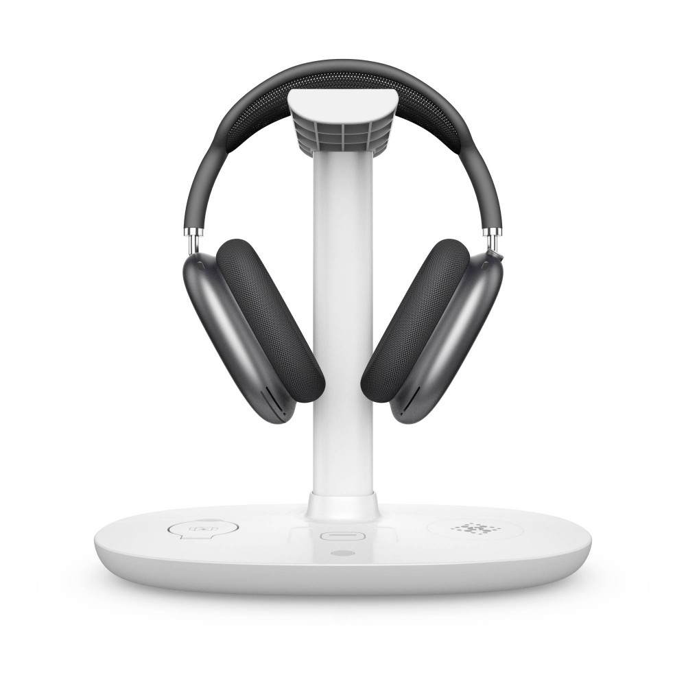 Station de charge 4 en 1 moderne 30W sans fil avec support casque pour AirPods Max, iPhone, Apple Watch, AirPods - Blanc