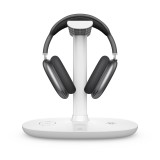 Station de charge 4 en 1 moderne 30W sans fil avec support casque pour AirPods Max, iPhone, Apple Watch, AirPods - Blanc