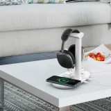 Station de charge 4 en 1 moderne 30W sans fil avec support casque pour AirPods Max, iPhone, Apple Watch, AirPods - Blanc