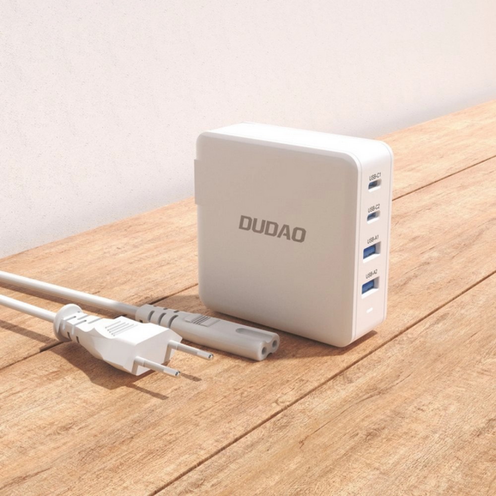 GaN 100W Dudao Ladestation mit 2x USB-C und 2x USB-A - Weiss