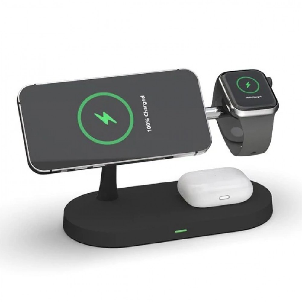 5 in 1 Magnetische Wireless Ladestation für iPhone - Apple Watch, AirPods inkl. LED Lampe - Schwarz