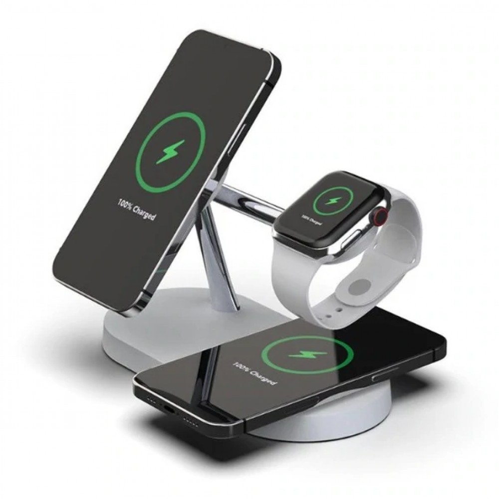 5 in 1 Magnetische Wireless Ladestation für iPhone - Apple Watch, AirPods inkl. LED Lampe - Schwarz