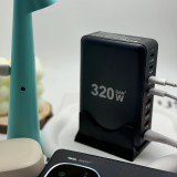 Schnellladegerät 320W Hub GaN III USB-C 8 Ports für PC/Tablet/Smartphone mit CH/EU Stecker - Grau
