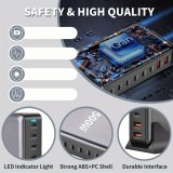 Station de charge rapide 500W 8 ports USB PD Quick Charge 3.0 USB-C avec câble inclus prise CH/EU indicateur LED - Gris