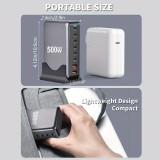 Station de charge rapide 500W 8 ports USB PD Quick Charge 3.0 USB-C avec câble inclus prise CH/EU indicateur LED - Gris