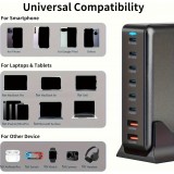 Station de charge rapide 500W 8 ports USB PD Quick Charge 3.0 USB-C avec câble inclus prise CH/EU indicateur LED - Gris