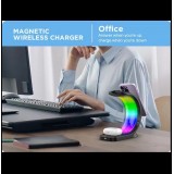 Ladestation wireless MagSafe 15W 3in1 (iPhone, AirPods, Apple Watch) mit RGB LED Licht - Schwarz