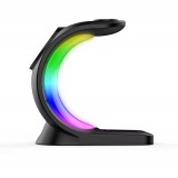 Ladestation wireless MagSafe 15W 3in1 (iPhone, AirPods, Apple Watch) mit RGB LED Licht - Schwarz