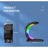 Ladestation wireless MagSafe 15W 3in1 (iPhone, AirPods, Apple Watch) mit RGB LED Licht - Schwarz