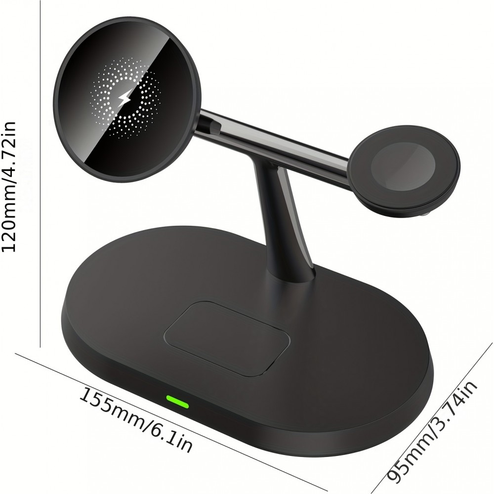 MagSafe 3-in-1 Ovaler Ladegerät für iPhone und Apple Watch - Schwarz