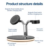 Qi MagSafe 25W Ladestation 4 in 1 wireless LED kabellose Elegante und stylische - Schwarz