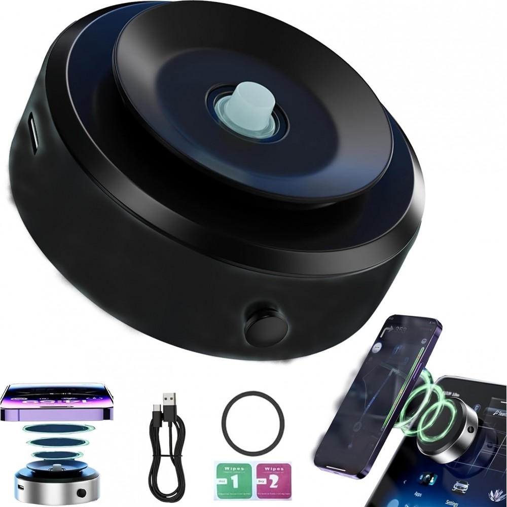 Support Téléphone Magnétique 360° Rotatif Compatible MagSafe pour écrans et surfaces lisses - Noir