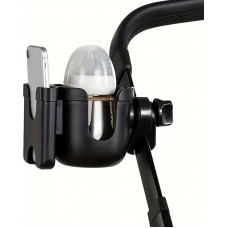 Support de téléphone et porte-gobelet 2 en 1 pour poussette universel - Noir