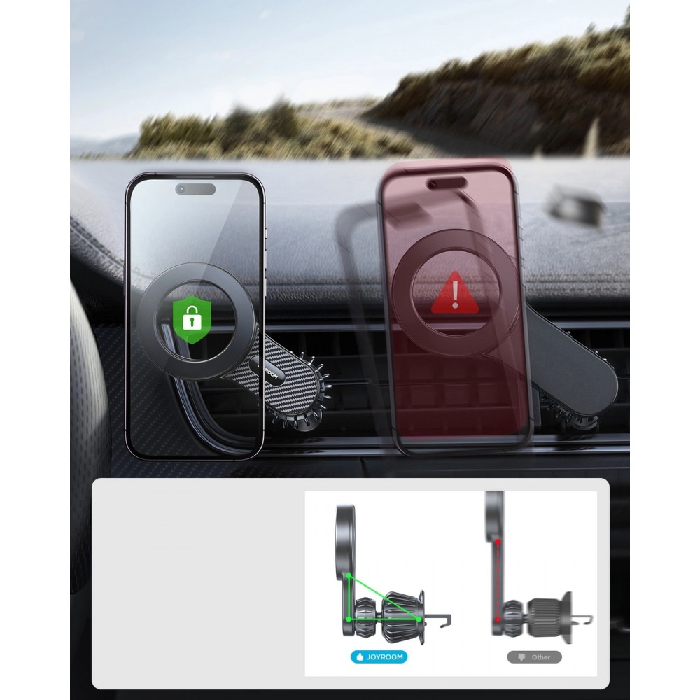 Magnetischer Auto Halter Carbon Look für iPhone mit MagSafe Joyroom JR-ZS355 Handyhalterung Smartphone Halterung - Schwarz