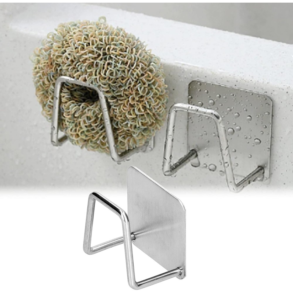 Edelstahl Schwamm- und Geschirrhalter für Spülbecken, Küche & Badezimmer - Silber