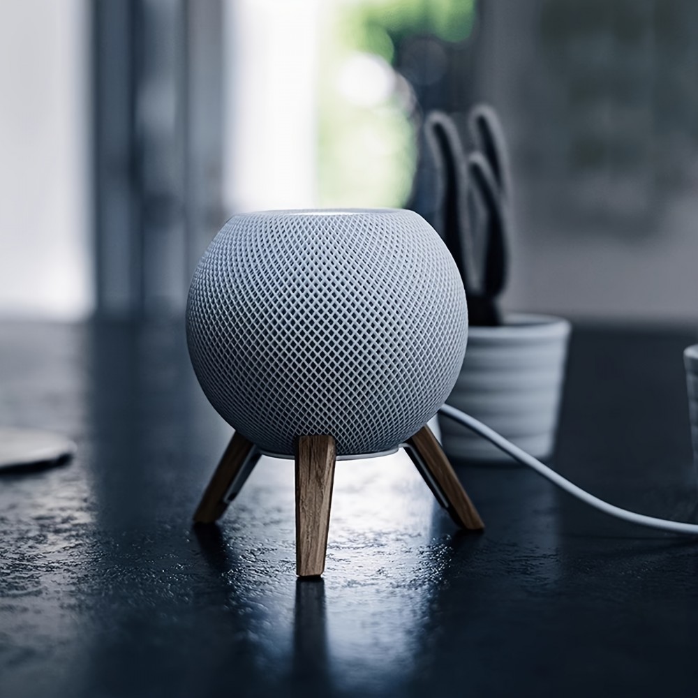 Holz Ständer für Apple HomePod Mini aus massivem Holz Tripod Tischhalterung Metall Holz Konstruktion
