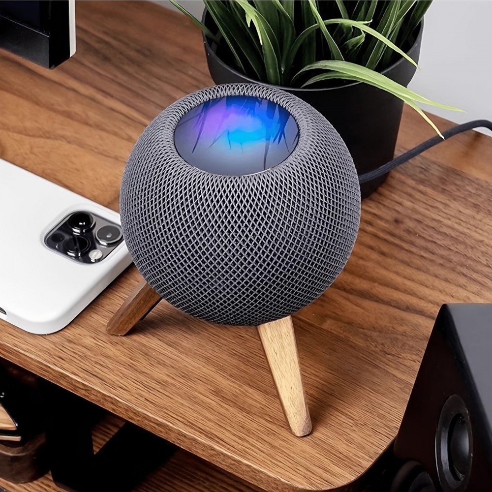 Holz Ständer für Apple HomePod Mini aus massivem Holz Tripod Tischhalterung Metall Holz Konstruktion