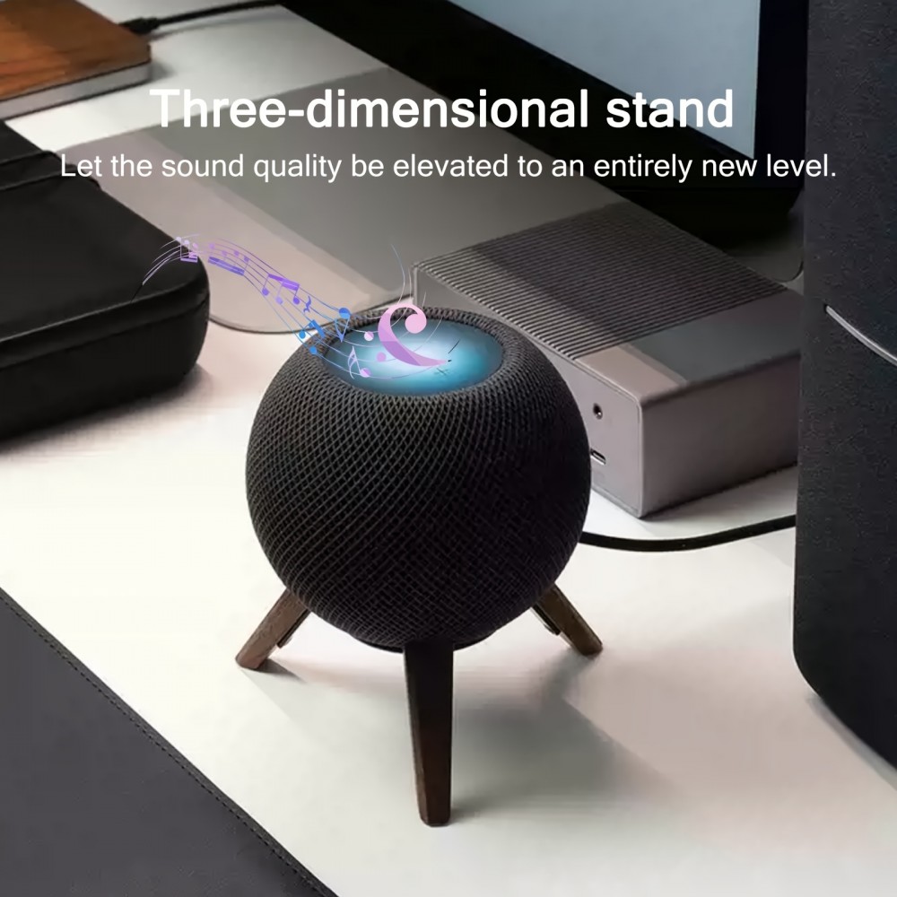 Holz Ständer für Apple HomePod Mini aus massivem Holz Tripod Tischhalterung Metall Holz Konstruktion