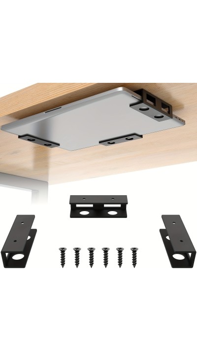 Discreter Laptop-Ständer zur Untertischmontage mit Schrauben (universell, anpassbare Grösse) - Schwarz
