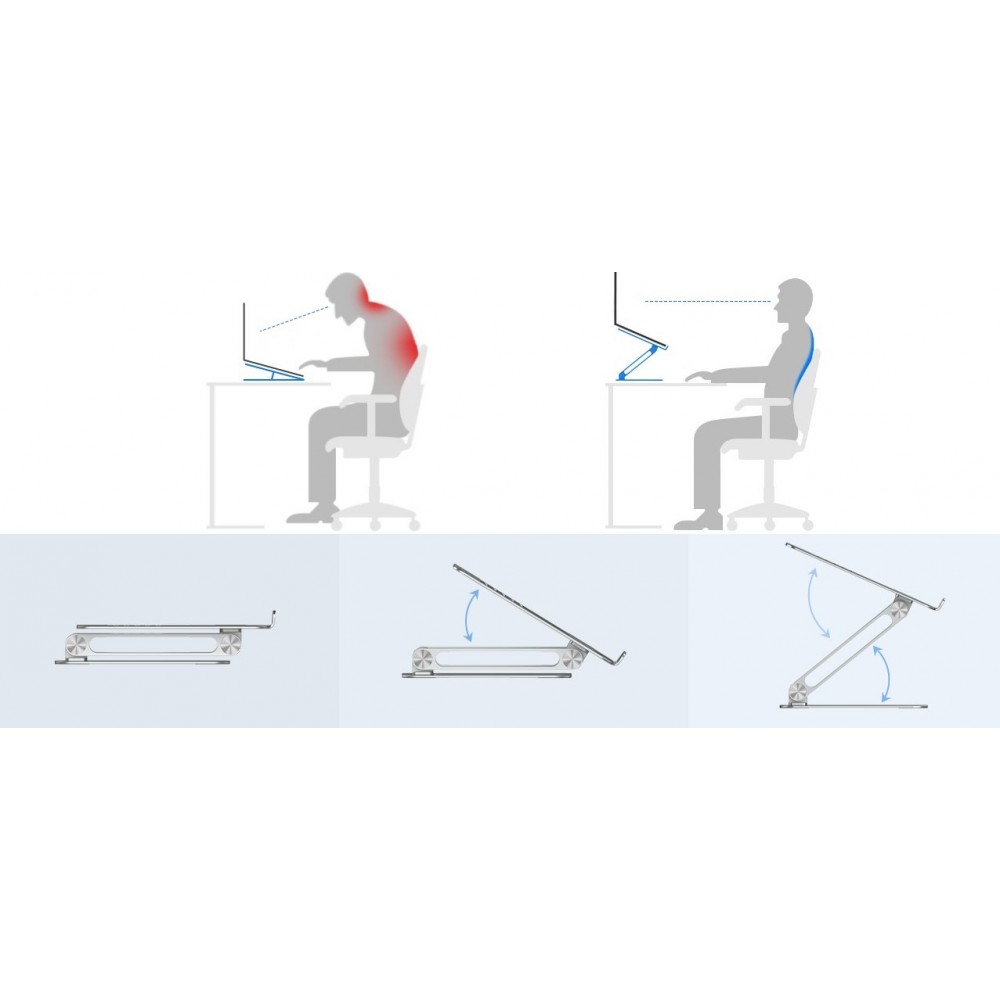 Nillkin Pro verstellbarer Laptop-Ständer für ergonomischen Schreibtisch - Silber