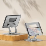 Support plat en aluminium ajustable 360° pour tablettes et iPad - Argent