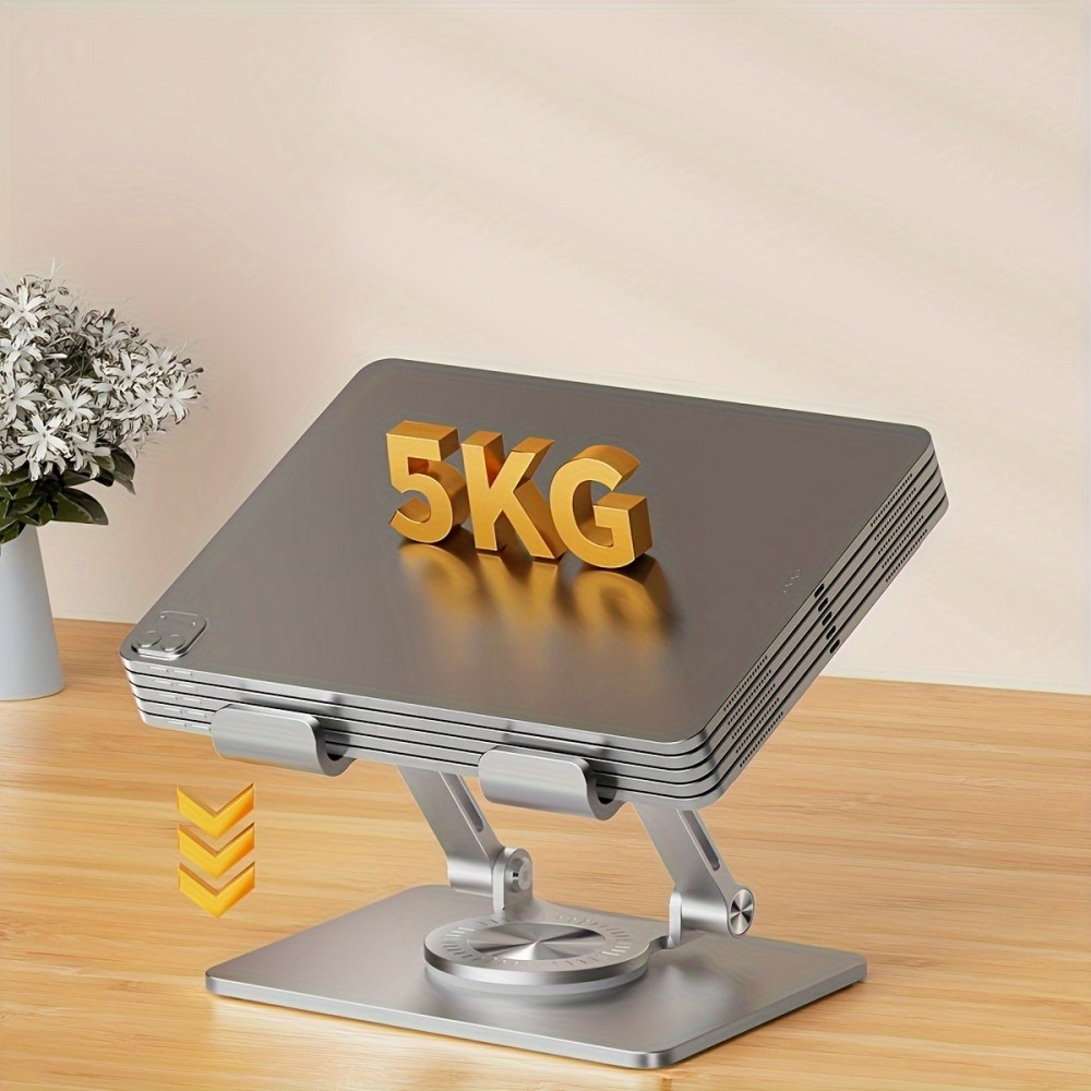 Support plat en aluminium ajustable 360° pour tablettes et iPad - Argent