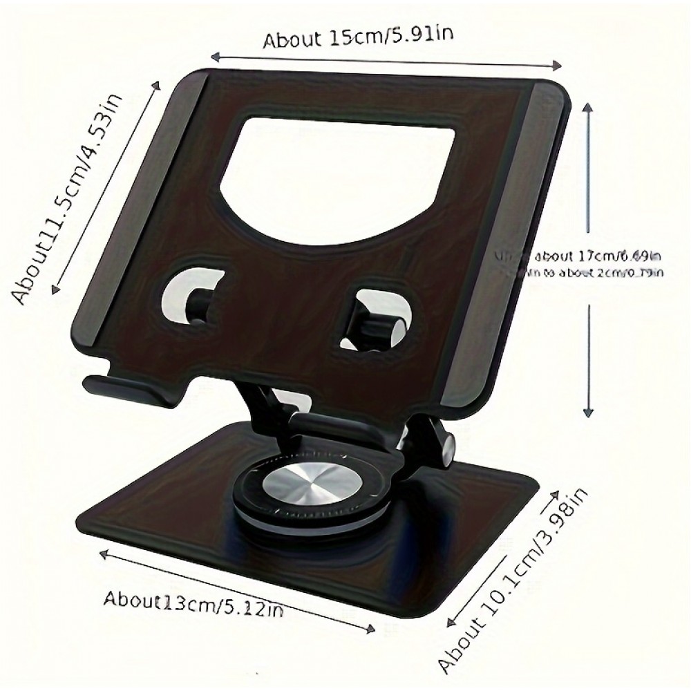 Support plat en aluminium ajustable 360° pour tablettes et iPad - Argent