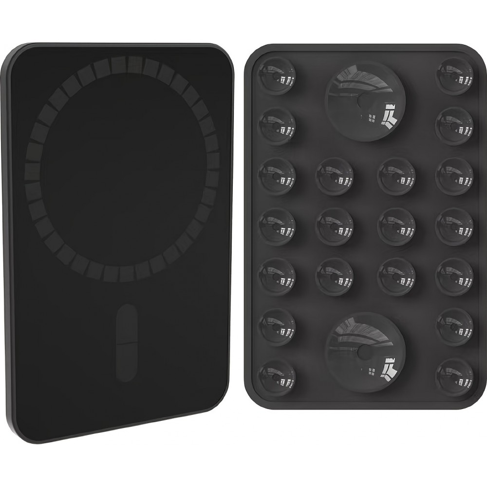 Support silicone magnétique MagSafe pour iPhone avec ventouses pour surfaces lisses - Noir