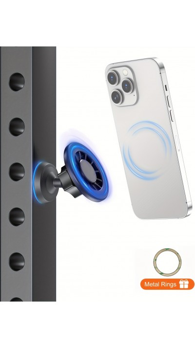 MagSafe 360° Magnetischer Telefonhalter mit verstellbarem Magnet für Fitnessstudio oder Metallhalterung - Schwarz