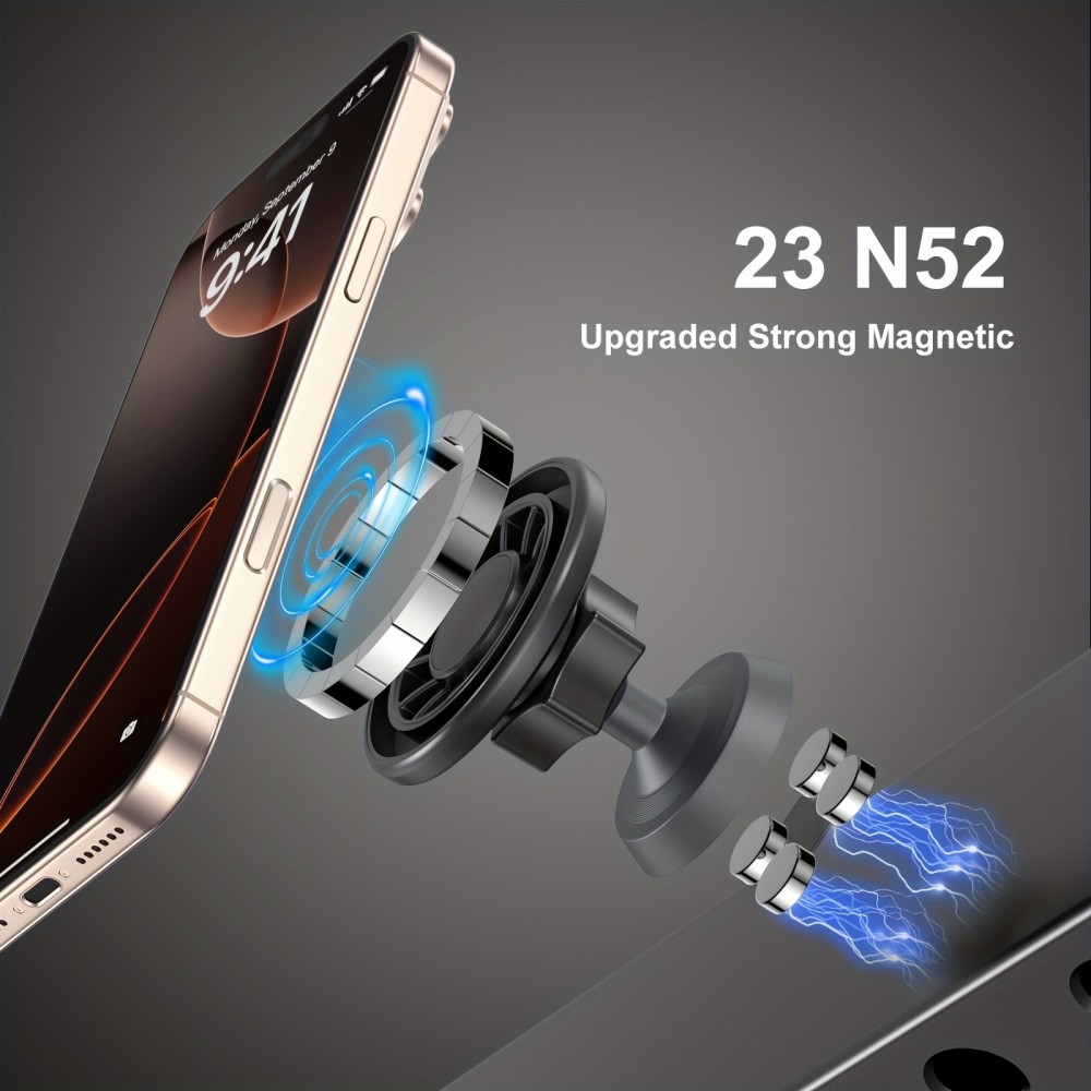 Support téléphone 360° MagSafe magnétique avec aimant réglable pour salle de sport ou support métallique - Noir