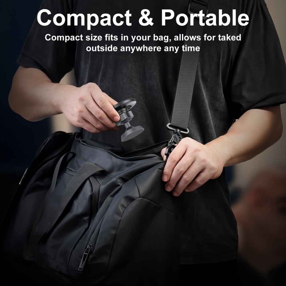 Support téléphone 360° MagSafe magnétique avec aimant réglable pour salle de sport ou support métallique - Noir