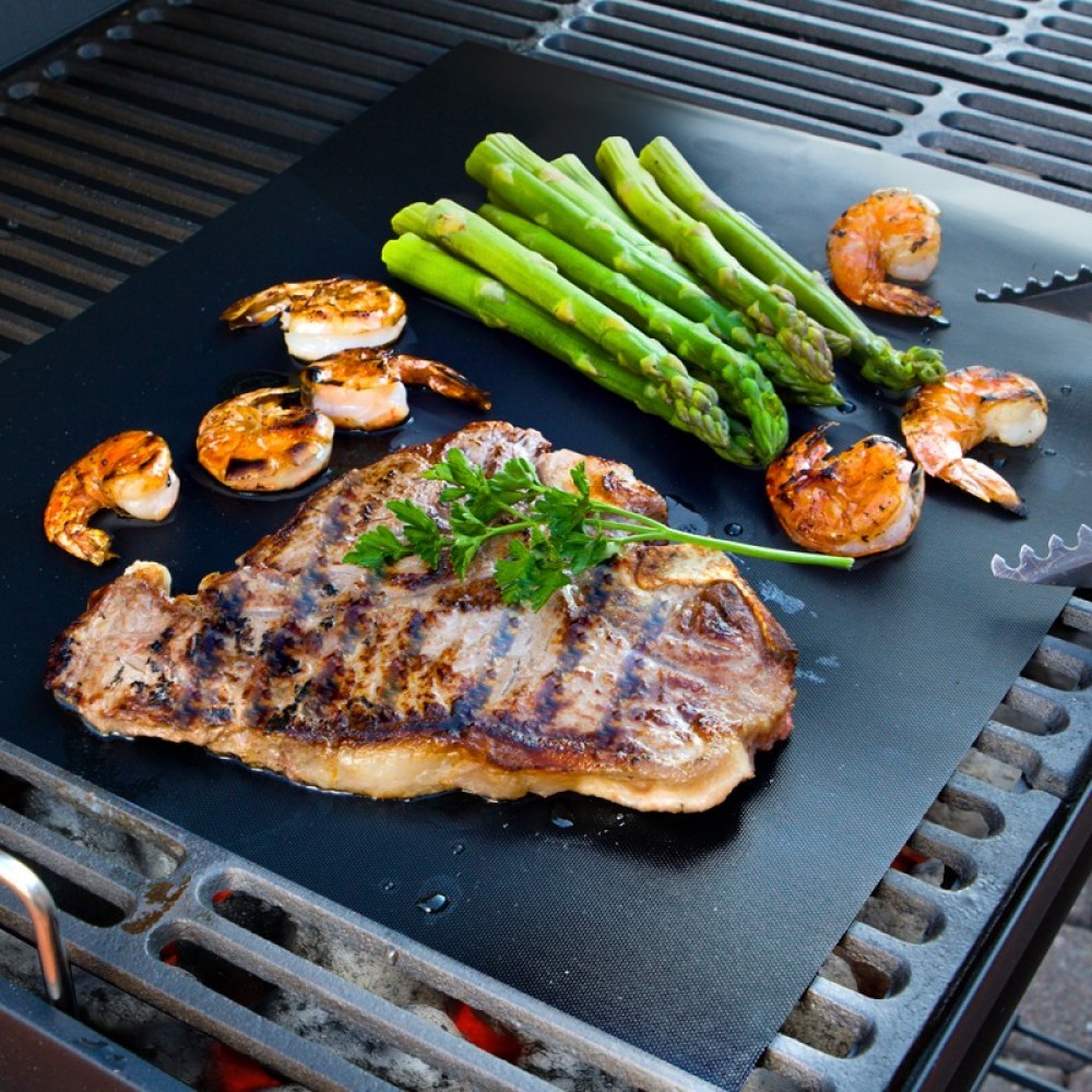 Tapis de cuisson barbecue (BBQ) grillades résistants à la chaleur pour viande, poisson et légumes (2 pièces)