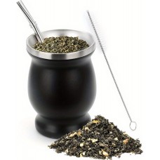 Yerba Mate Becher und Bombilla Set Edelstahl Vakuum (250 ml) mit Bürste - Schwarz