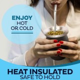 Yerba Mate Becher und Bombilla Set Edelstahl Vakuum (250 ml) mit Bürste - Schwarz