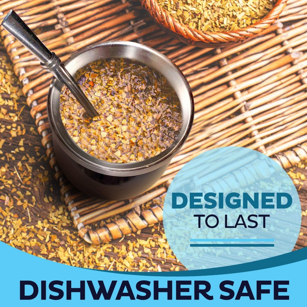 Yerba Mate Becher und Bombilla Set Edelstahl Vakuum (250 ml) mit Bürste - Schwarz