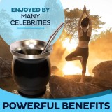 Yerba Mate Becher und Bombilla Set Edelstahl Vakuum (250 ml) mit Bürste - Schwarz