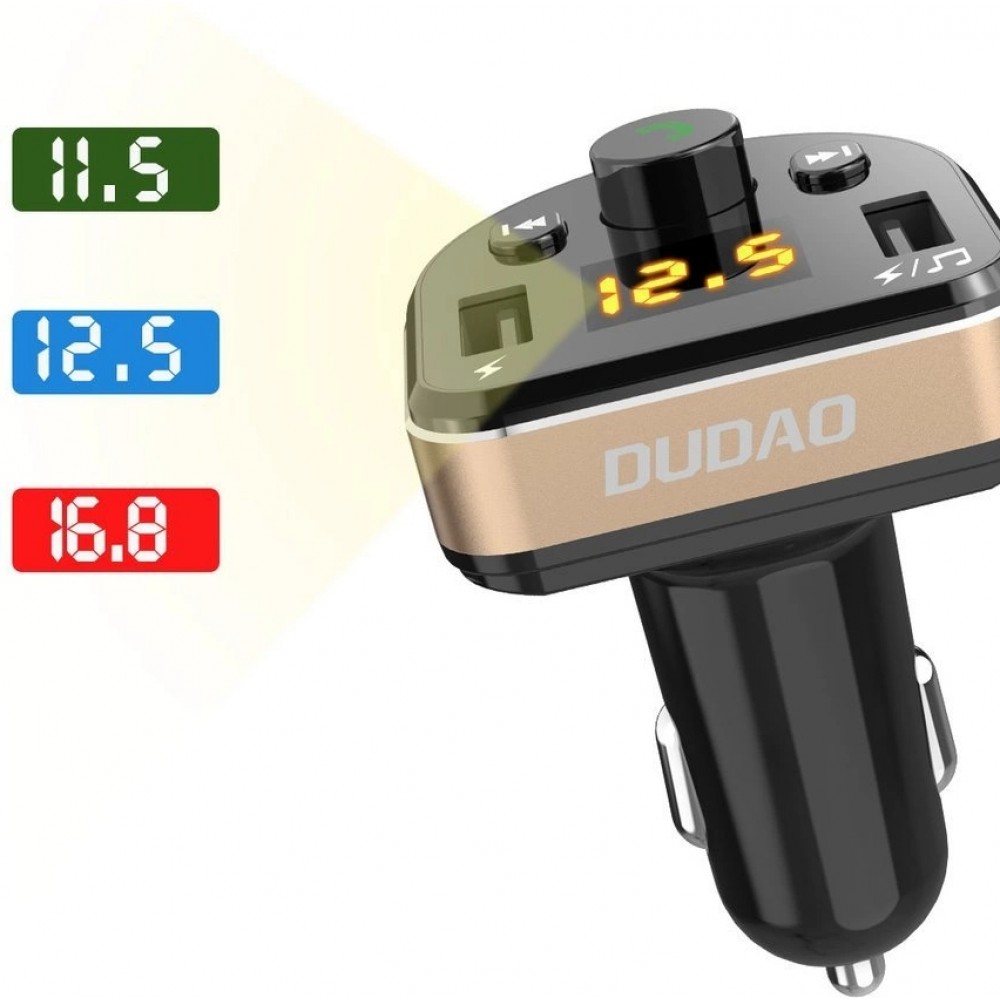 Dudao Bluetooth FM Transmitter Auto Ladegerät MP3 3.1A 2x USB Hochgeschwindigkeitsladegerät - Schwarz