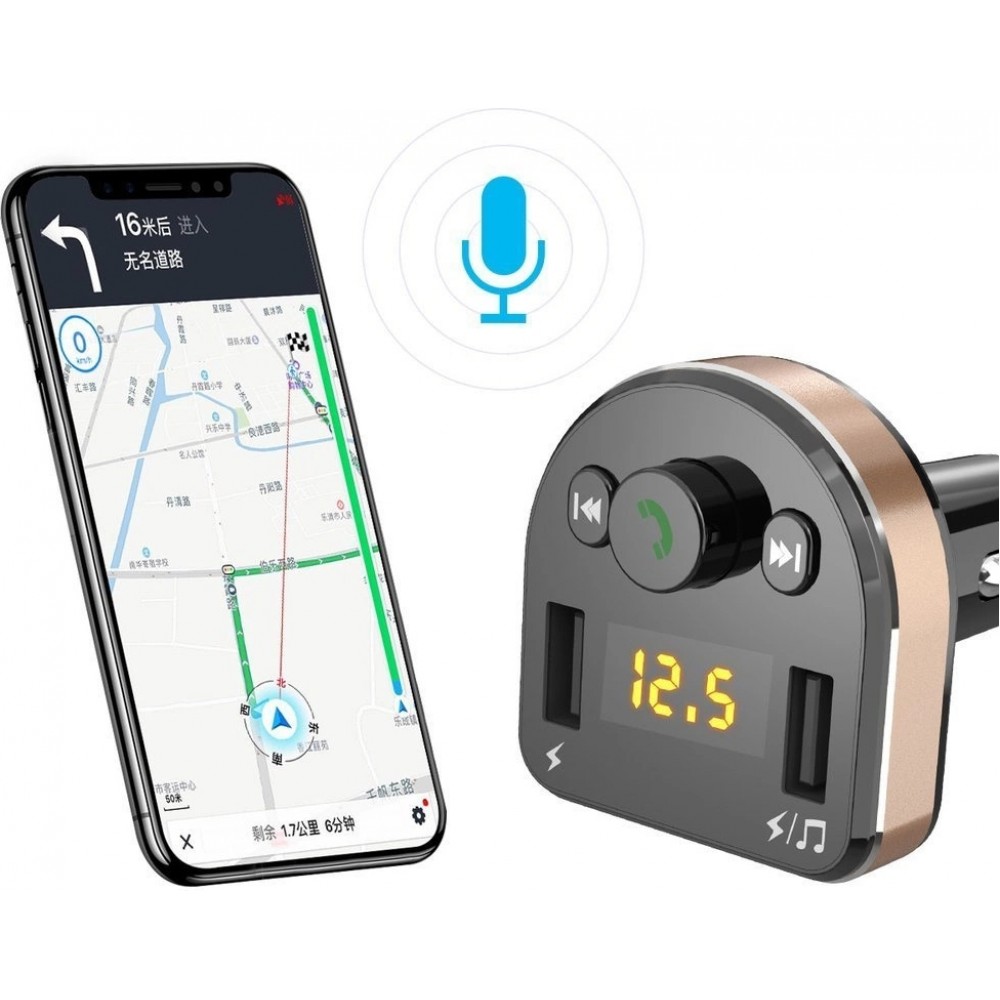 Dudao Bluetooth FM Transmitter Auto Ladegerät MP3 3.1A 2x USB Hochgeschwindigkeitsladegerät - Schwarz