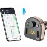 Dudao Bluetooth FM Transmitter Auto Ladegerät MP3 3.1A 2x USB Hochgeschwindigkeitsladegerät - Schwarz