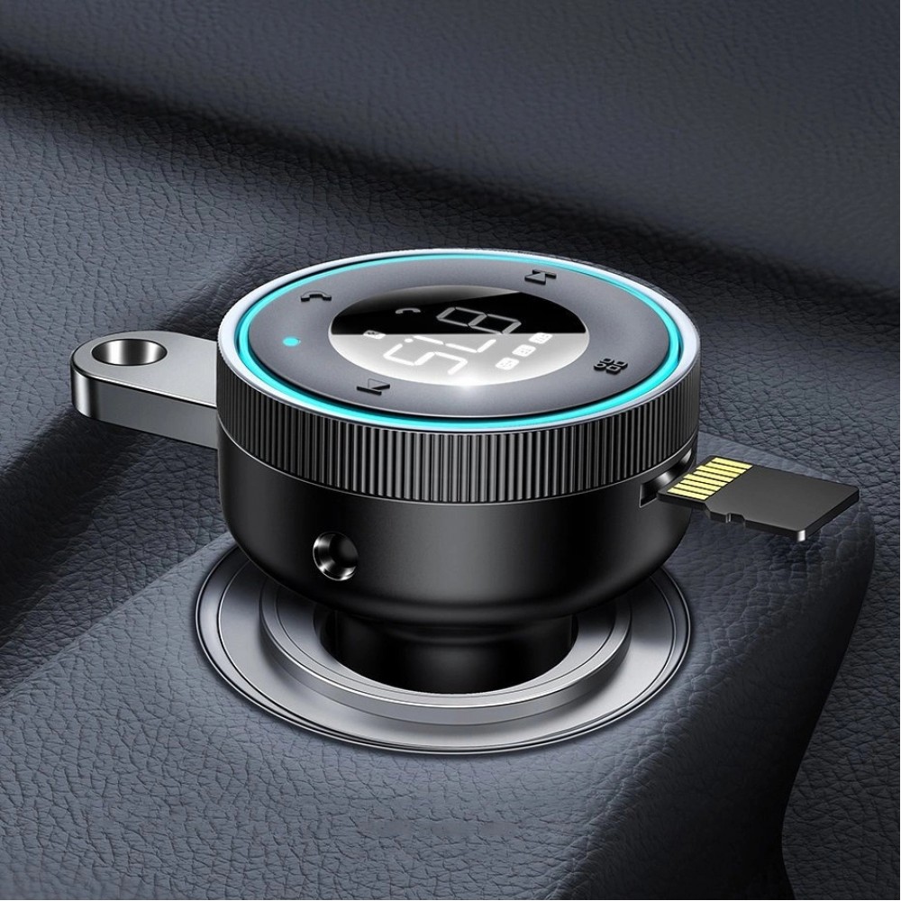 Baseus Enjoy FM Transmitter Auto Ladegerät LED 2x USB / 3.5mm Klinkenstecker Drahtloser MP3-Player Bluetooth 5.0 3.4A (CCLH-01) - Schwarz