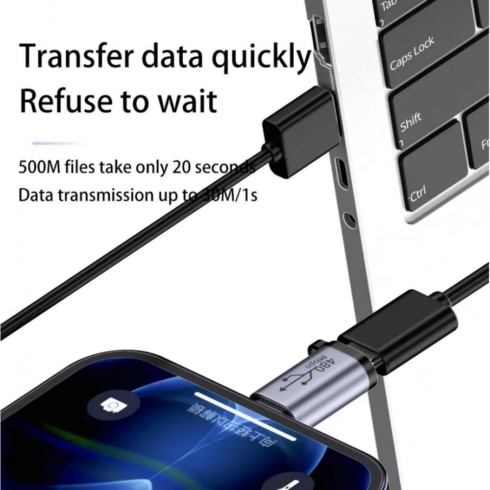 USB-C vers Micro USB - Adaptateur de charge de haute qualité Connecteur Transfert de données 480Mbps Aluminium