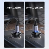 Ugreen 30W Doppelanschluss Ladestecker für Zigarettenanzünder USB-A & USB-C Power Delivery QC3.0 - Schwarz