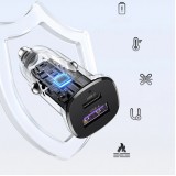 Ugreen 30W Doppelanschluss Ladestecker für Zigarettenanzünder USB-A & USB-C Power Delivery QC3.0 - Schwarz